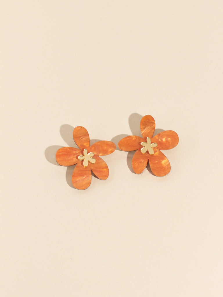 Flora Studs in Orange