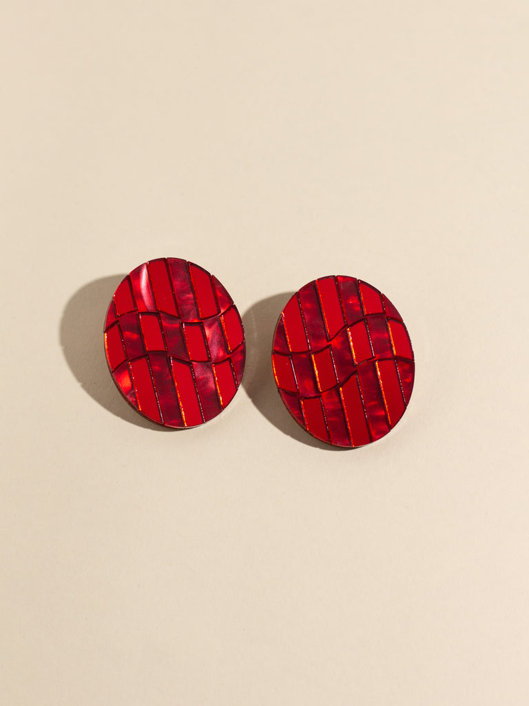 Checkered Earrings in Red