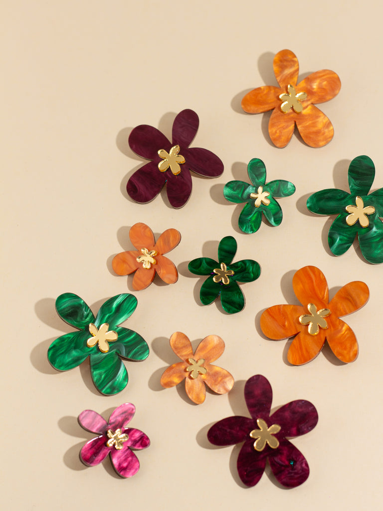 Flora Studs in Plum