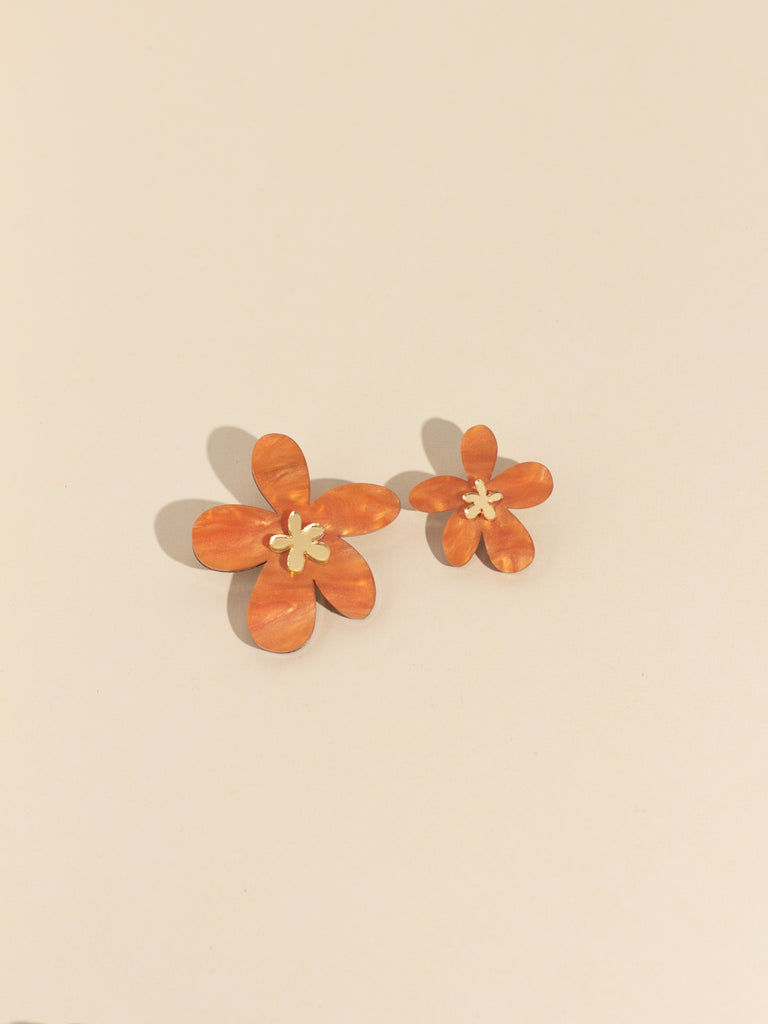 Flora Studs in Orange