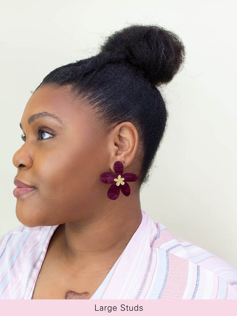 Flora Studs in Plum