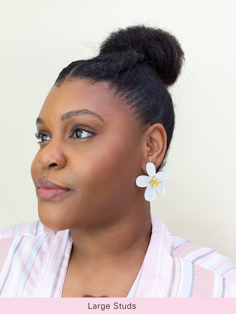Flora Studs in White